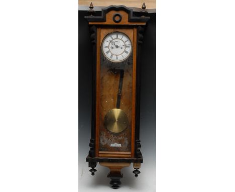 A 19th century Vienna walnut and ebonised regulator, 17cm circular enamel dial inscribed with Roman numerals, subsidiary seco