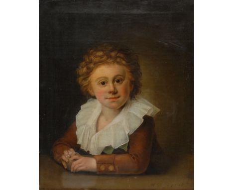 M David (French, 18th Century)Portrait of a Boysigned, dated 1787, oil on canvas, 58.5cm x 48cm  Condition Report: please see