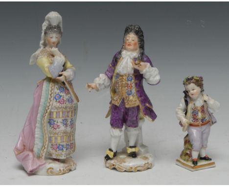 An Edmé Samson &amp; Cie porcelain figure, of Le Médecin, from the play by Molière, the proud doctor stands wearing a black p