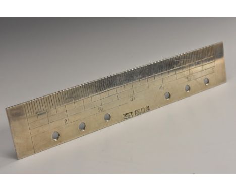 An Elizabeth silver novelty ruler, 17.5cm long, R Carr, London 1991