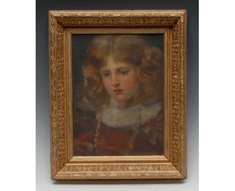 Attributed to Anna Massey Lea Merritt (American, 1844 - 1930)Portrait of Emma Elizabeth Rainsford, bust-length, wearing a lac