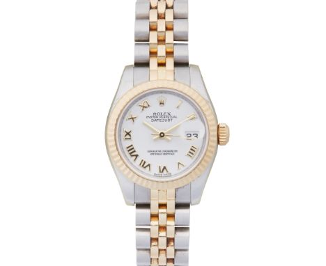 Datejust, the white enamel dial, with polished gilt numerals, sweep second hand, date aperture, gold bezel, screw down crown,
