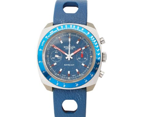 Sprint, ref. 2016, plastic case with stainless steel facing, blue bezel, blue dial and register dials, manual movement, Tropi