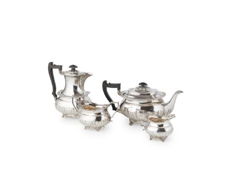 Hamilton &amp; Inches, Edinburgh 1904, comprising a waterpot, teapot, twin handled jug and milk jug, all of oval baluster for