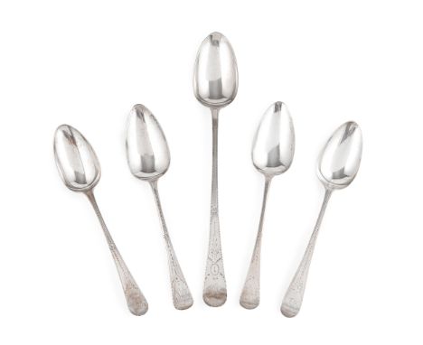 various dates and makers, to include, a soup spoon, serving spoon, soup ladle and twelve tablespoons all of Old English patte