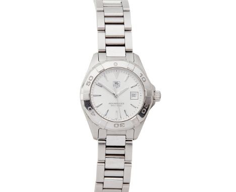 Aquaracer, ref: WAY1411, silvered dial, baton indicators, sweep second hand, date aperture, rotating bezel, polished stainles