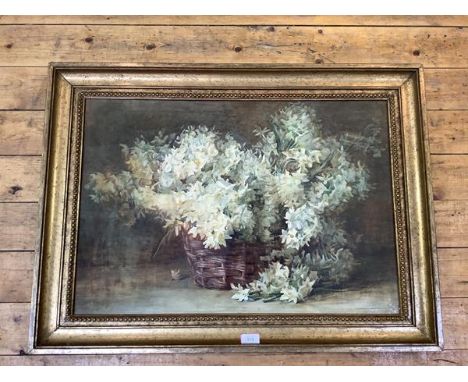 •Constance Walton R.S.W. (Scottish, 1865-1960), A Basket of Narcissi, signed lower right, watercolour, framed. 49cm by 71.5cm
