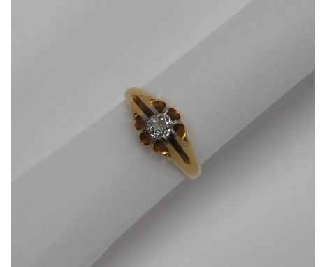 An 18ct yellow gold signet ring set with an old round cut diamond, approximately 0.25ct, approximately 5 grams
