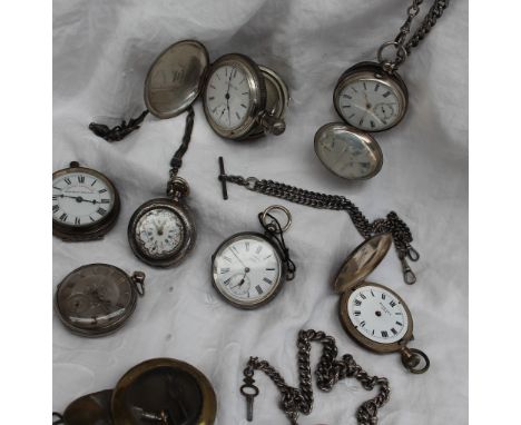 A late Victorian silver hunter pocket watch, the enamel dial with Roman numerals and a seconds subsidiary dial, Chester, 1891