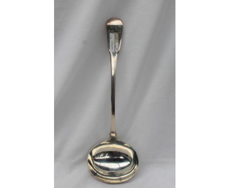 A late George III silver fiddle pattern ladle, initialled to the top, London, 1817, Edward Middlecott, approximately 190 gram