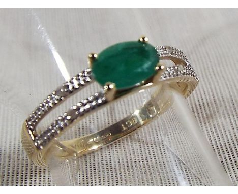 A lady's 9ct yellow gold emerald and diamond cluster ring, size K, approx weight 1.59grams Est £30 - £50