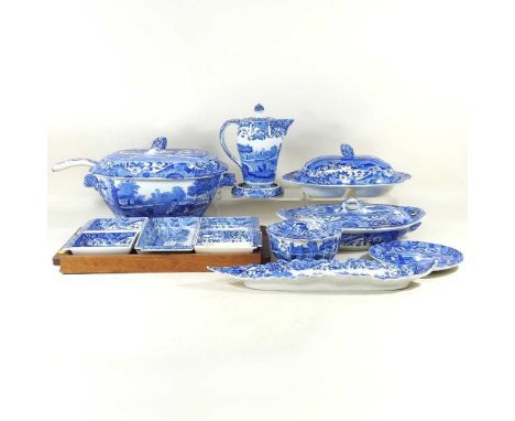 A collection of Copeland Spode Italian pattern blue and white table wares, to include a large tureen and cover, 32cm wide, a 