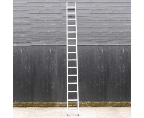 An aluminium extending ladder, in two sections, each 420cm long