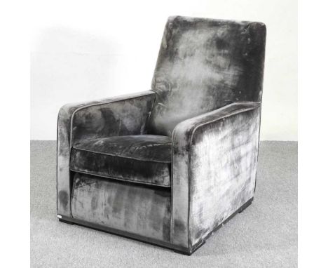A grey velvet upholstered armchair, designed by Antonio Citterio B &amp; B Italia70cm wideOverall condition is solid and usab