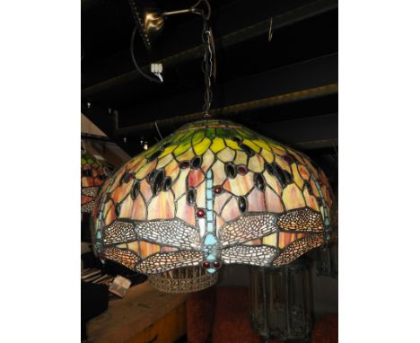 A large Tiffany style glass light shade