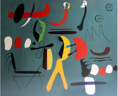 Kopie nach Joan Miro (spanisch, 1893 - 1983), R. Wenker, Gemälde nach einer Collage 1933, Acryl auf Leinwand, verso signiert 