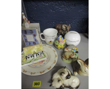 Modern collectables to include Beatrix Potter, Winnie the Pooh christening items, Thelwell figural groups, animal figural gro