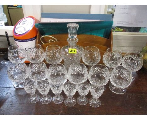 A matched set of glassware to include a decanter