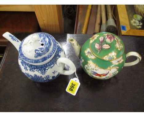 An 18th century Royal Worcester blue and white teapot decorated with a lake scene in the oriental style, 5 1/2 h and an early