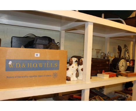 Assorted linen, vintage sewing machine, cameras and equipment, assorted cutlery, clocks, ornaments, posters, coal bucket, wal
