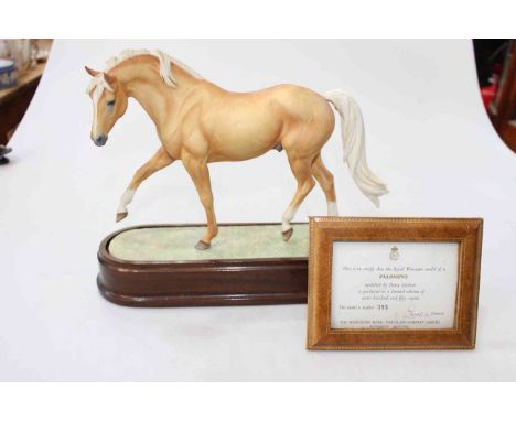 Royal Worcester limited edition Palomino horse on stand with COA.