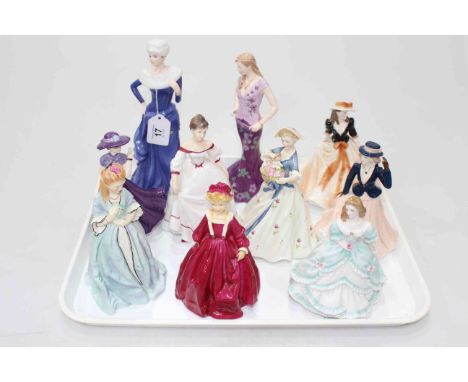 Collection of ten Royal Worcester figures including limited edition Ella, Chloe and Summers Day, Grandmothers Dress, etc.