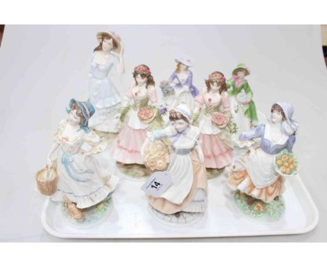 Collection of eight Royal Worcester limited edition figures including Old Country Ways, The Queen of the May x 2, Summer, etc