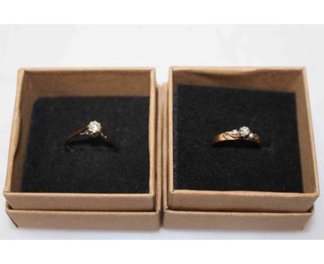 Two diamond set 9 carat gold rings, sizes K and L.