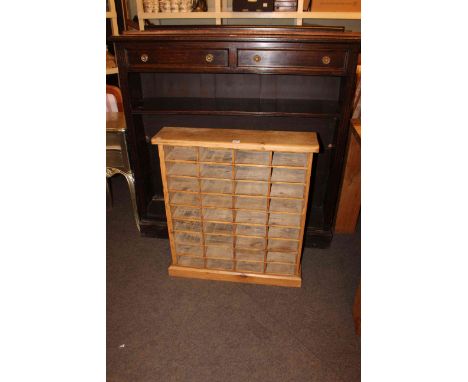 Early 20th Century oak two drawer open bookcase and pine open shelf unit (2).