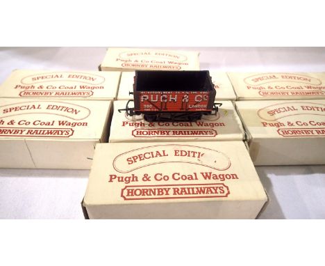 Eight Hornby R010 Pugh &amp; Co coal wagons mostly in very near mint condition, boxes with wear. P&amp;P Group 1 (£14+VAT for