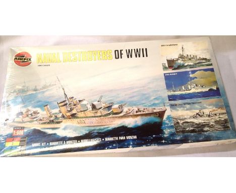 Airfix 1/600 scale WWII ship kits, set of four destroyers- Cossack, Hotspur Cambletown and Marvik class German, factory seale