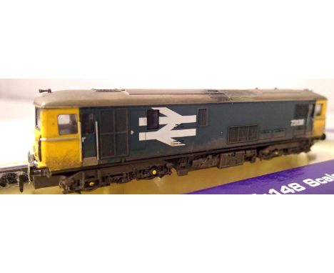 Dapol ND 008 N gauge Class 73, BR Blue, Large Logo, 73138, in very good condition, weathered, box with wear P&amp;P Group 1 (