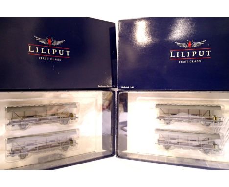 Two Liliput L240079 car transporters, sets of two wagons, in excellent condition, boxed. P&amp;P Group 2 (£18+VAT for the fir