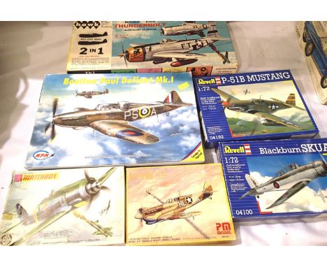 Six 1/72 scale WWII period aircraft kits, Revell, PM model,  Matchbox etc, wear to boxes, contents unchecked. P&amp;P Group 1