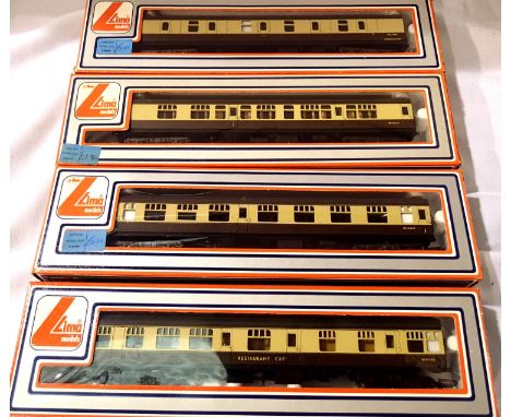 Four Lima BR MK1 coaches, Choc/Cream (two composite, one restaurant, one full brake), mostly in very good to excellent condit