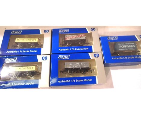 Five Dapol OO scale assorted wagons mostly in very near mint condition, boxed. P&amp;P Group 1 (£14+VAT for the first lot and