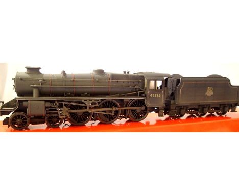 Hornby Class 5 renumber 44765, Black, Early Crest, weathered, fitted, double chimney, in excellent condition, no paperwork, b