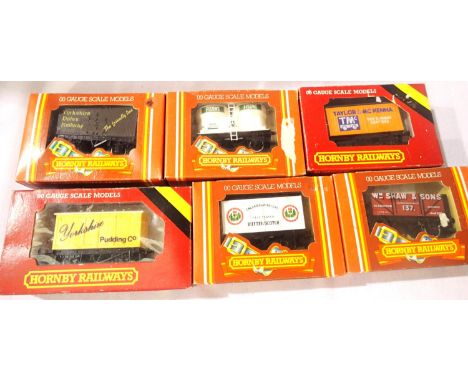 Six Hornby OO wagons mostly in very good to excellent condition, boxes with wear. P&amp;P Group 2 (£18+VAT for the first lot 