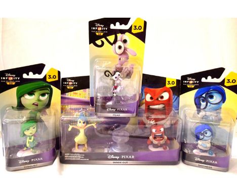Disney infinity 3.0, new old stock. Inside out, Sadness, Disgust and Fear, with inside out pack, all unopened in blister pack