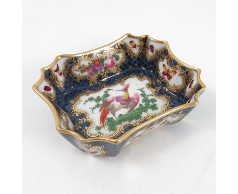 A Samson of Paris porcelain dish, of square form and shaped corners, decorated with reserves of fabulous birds, insects and f