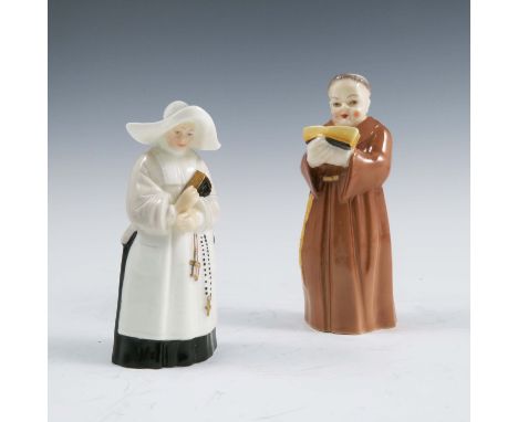 Two 20th century Royal Worcester candle snuffers, Nun and Monk, height 3.75ins and 4.75insCondition Report:  Condition commen