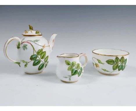 A Worcester bachelor's tea set, decorated in the Blind Earl pattern, comprising teapot, milk jug, sugar bowl and a tea cup an