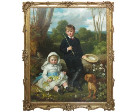 Eden Upton Eddis, oil on canvas, portrait of two children, 57ins x 46ins