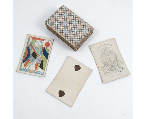 An Antique pack of Hunt &amp; Sons playing cards, fifty two cards with geometric pattern backsCondition Report:  Card dimensi