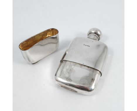 A silver hip flask, with twist hinged cover, pull off cup to the base, engraved to the base with initials, Chester 1904, weig
