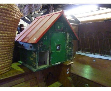 A bespoke vintage painted pine framed Scandinavian mouse house with pitched roof