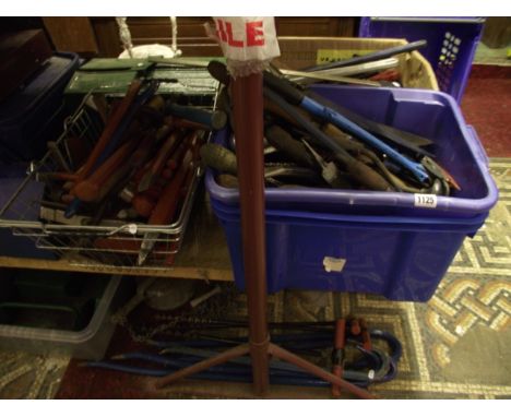 A large quantity of good quality heavy duty hand tools to include numerous chisels, crow bars, clamps, saws, etc