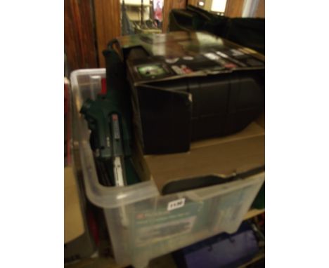 A collection of Parkside power tools comprising a file belt sander, model PBF400A1, an electric nailer/stapler PET25 B1, belt