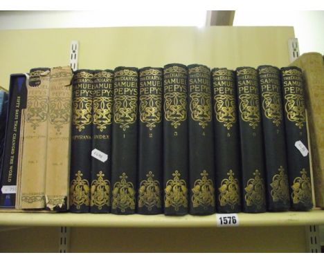 The Diary of Samuel Pepys, 8 volumes, edited by H B Wheatley, with blue and gilt cloth bindings 1893 together with index, Pep