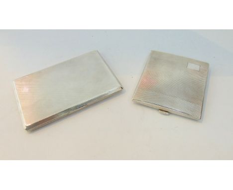 A George VI silver cigarette case, E. J. Trevitt & Sons, Birmingham, 1938, of rectangular form with engine-turned decoration,